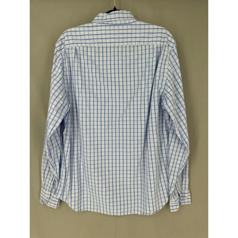 J Crew Shirt Mens Large Blue Plaid Button Down Cotton Pocket Casual Long Sleeve